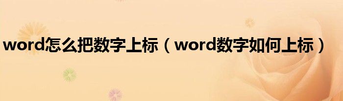 word怎么把数字上标（word数字如何上标）