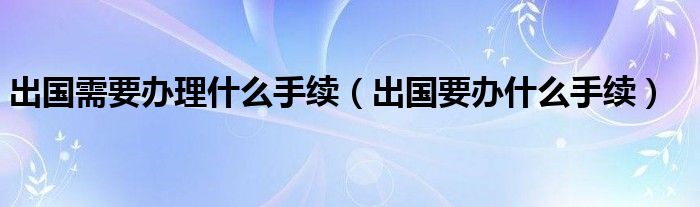 出国需要办理什么手续（出国要办什么手续）