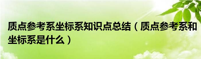 质点参考系坐标系知识点总结（质点参考系和坐标系是什么）