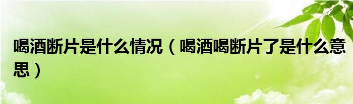 喝酒断片是什么情况（喝酒喝断片了是什么意思）