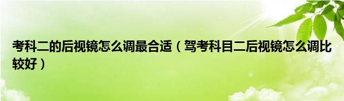 考科二的后视镜怎么调最合适（驾考科目二后视镜怎么调比较好）