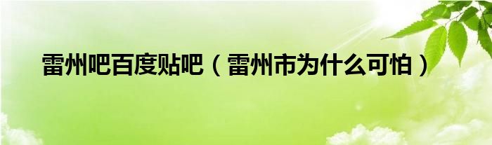 雷州吧百度贴吧（雷州市为什么可怕）