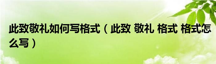 此致敬礼如何写格式（此致 敬礼 格式 格式怎么写）