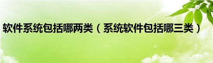 软件系统包括哪两类（系统软件包括哪三类）