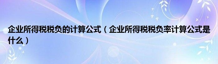 企业所得税税负的计算公式（企业所得税税负率计算公式是什么）