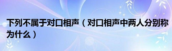 下列不属于对口相声（对口相声中两人分别称为什么）