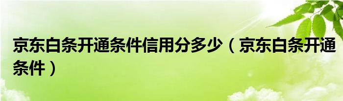 京东白条开通条件信用分多少（京东白条开通条件）