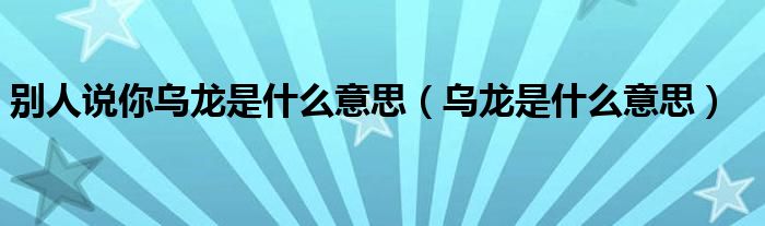 别人说你乌龙是什么意思（乌龙是什么意思）