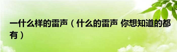 一什么样的雷声（什么的雷声 你想知道的都有）