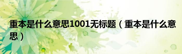 重本是什么意思1001无标题（重本是什么意思）