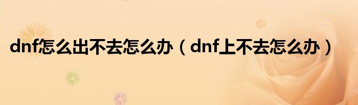 dnf怎么出不去怎么办（dnf上不去怎么办）