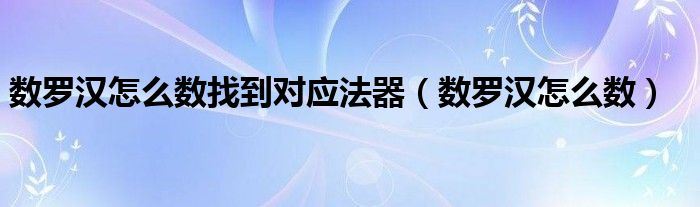 数罗汉怎么数找到对应法器（数罗汉怎么数）