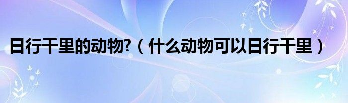 日行千里的动物?（什么动物可以日行千里）