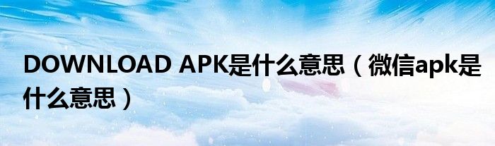 DOWNLOAD APK是什么意思（微信apk是什么意思）