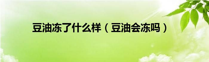 豆油冻了什么样（豆油会冻吗）