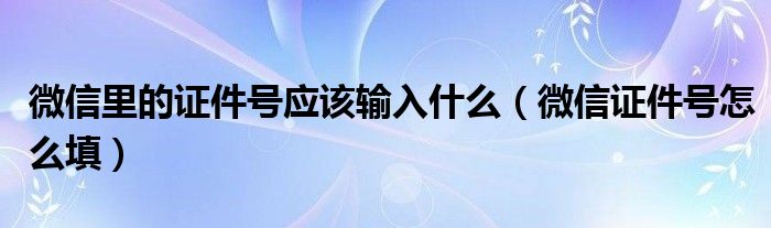 微信里的证件号应该输入什么（微信证件号怎么填）