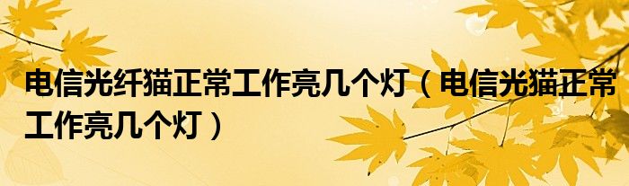 电信光纤猫正常工作亮几个灯（电信光猫正常工作亮几个灯）