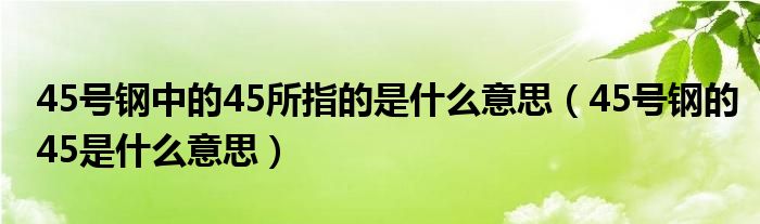 45号钢中的45所指的是什么意思（45号钢的45是什么意思）