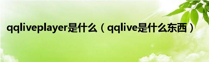 qqliveplayer是什么（qqlive是什么东西）