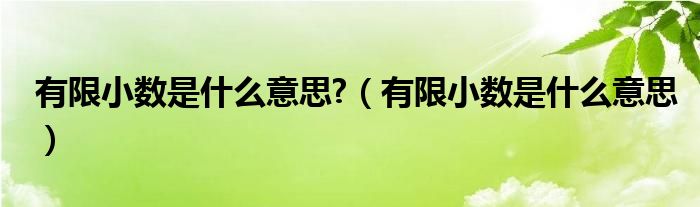 有限小数是什么意思?（有限小数是什么意思）