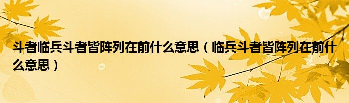 斗者临兵斗者皆阵列在前什么意思（临兵斗者皆阵列在前什么意思）