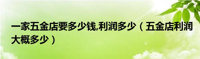 一家五金店要多少钱,利润多少（五金店利润大概多少）