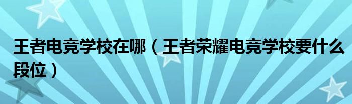 王者电竞学校在哪（王者荣耀电竞学校要什么段位）