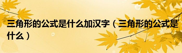 三角形的公式是什么加汉字（三角形的公式是什么）