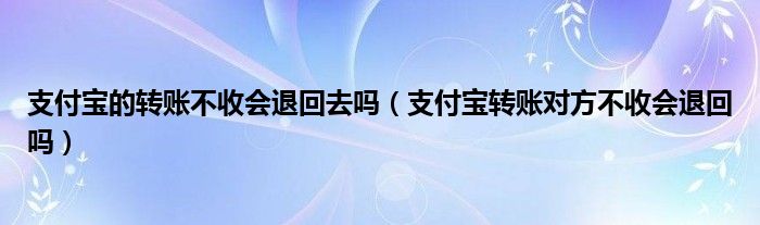 支付宝的转账不收会退回去吗（支付宝转账对方不收会退回吗）