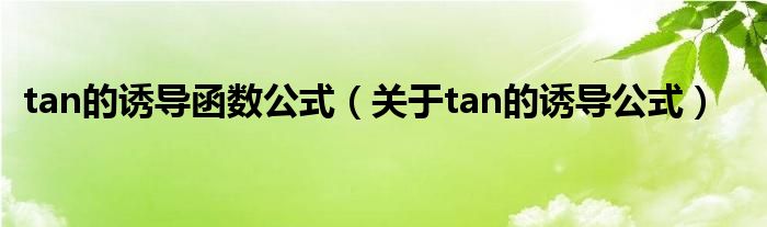 tan的诱导函数公式（关于tan的诱导公式）