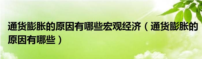 通货膨胀的原因有哪些宏观经济（通货膨胀的原因有哪些）