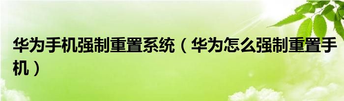 华为手机强制重置系统（华为怎么强制重置手机）