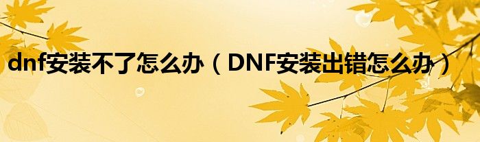 dnf安装不了怎么办（DNF安装出错怎么办）