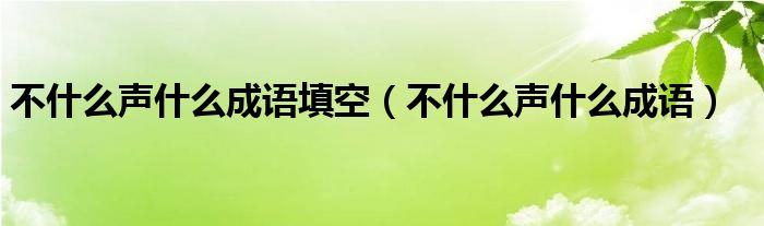 不什么声什么成语填空（不什么声什么成语）