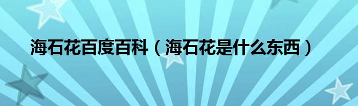 海石花百度百科（海石花是什么东西）