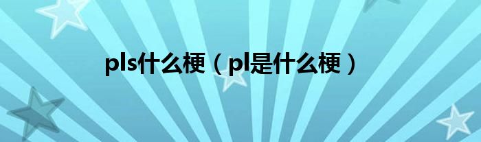 pls什么梗（pl是什么梗）