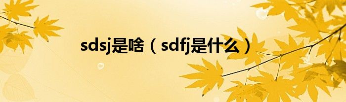 sdsj是啥（sdfj是什么）