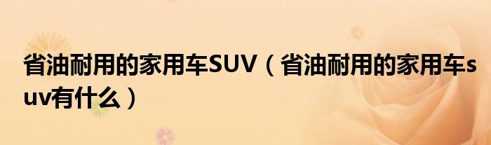 省油耐用的家用车SUV（省油耐用的家用车suv有什么）