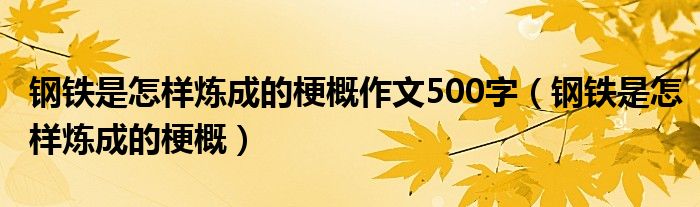 钢铁是怎样炼成的梗概作文500字（钢铁是怎样炼成的梗概）