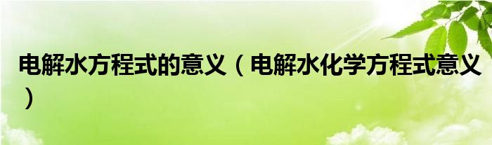 电解水方程式的意义（电解水化学方程式意义）