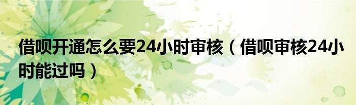 借呗开通怎么要24小时审核（借呗审核24小时能过吗）