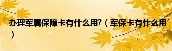 办理军属保障卡有什么用?（军保卡有什么用）