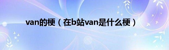 van的梗（在b站van是什么梗）