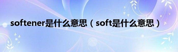 softener是什么意思（soft是什么意思）