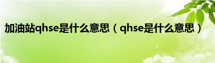 加油站qhse是什么意思（qhse是什么意思）