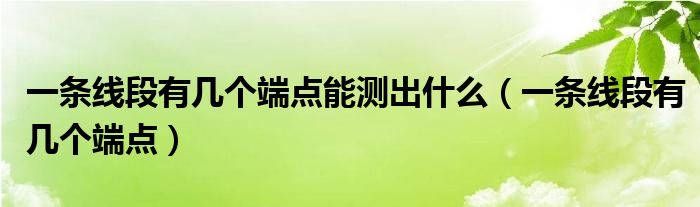 一条线段有几个端点能测出什么（一条线段有几个端点）