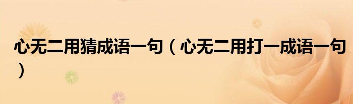 心无二用猜成语一句（心无二用打一成语一句）