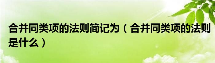 合并同类项的法则简记为（合并同类项的法则是什么）