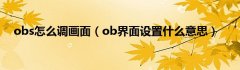 obs怎么调画面（ob界面设置什么意思）