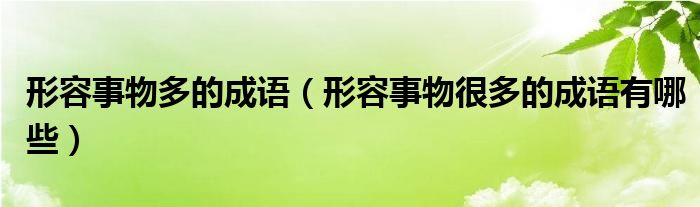 形容事物多的成语（形容事物很多的成语有哪些）